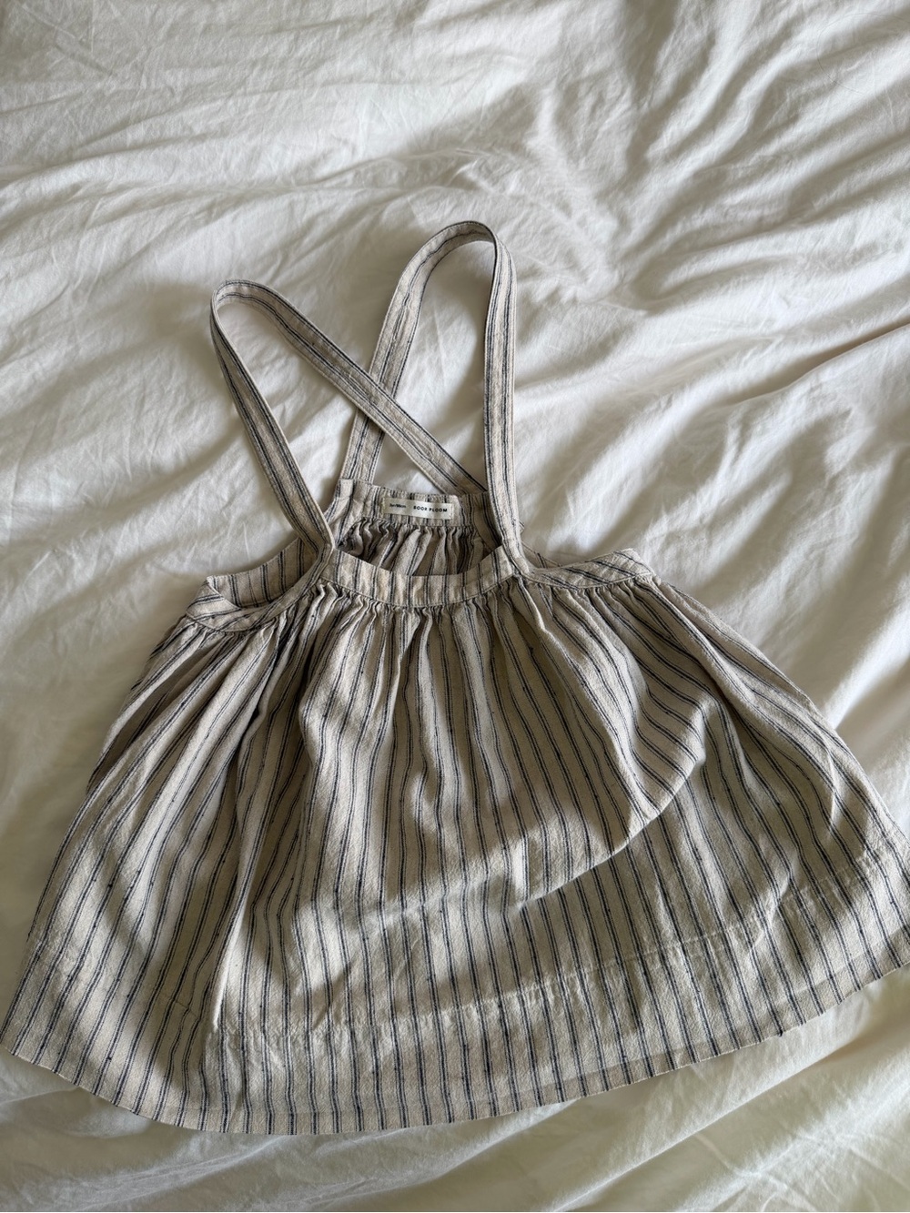 SOOR PLOOM Eloise Linen and Cotton Striped Suspender Dress | Ecru - Picture 9 of 13